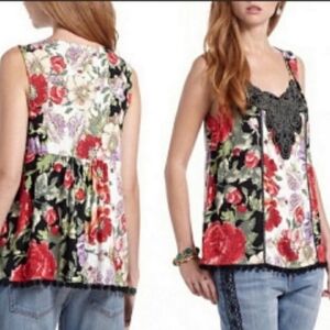 Anthropologie PomPom Sleeveless Floral Blouse New With Tags